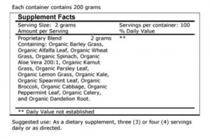 earth greens - supplement facts